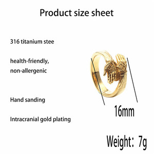 European American Style Titanium Steel Arched Hand <b>Ring</b> Men's Punk Geometric Animal Shape Double <b>Finger</b> <b>Ring</b> 212003 - Product Image 2