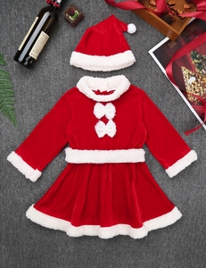Baby Santa Claus Costumes Girls Velvet Dress With Hat <strong>Outfits</strong> Boys Tops With Pants Belt Hat Set for Christmas Party Holiday - Product Image 6