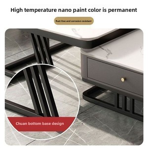 Tavolino da Caffè Multifunzionale in Stile Italiano Moderno con Cassetto Portaoggetti, Piano in Vetro, Pietra Sinterizzata e Struttura in Metallo per Soggiorno - Product Image 3