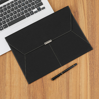 Bolsa para documentos A4 con logotipo personalizado, Cartera de archivos de bolsillo para tarjetas, sobre de cuero PU para escuela, oficina, soporte para carpetas de presentación