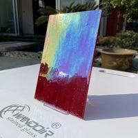 Lámina de vidrio opalescente para pared, arte, 3mm, iridiscente, Borgoña, Rojo