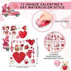 Pegatinas de Transferencia de Corazón de Acuarela Personalizadas, Novedad Más Vendida para el Día de San Valentín, para <span class=keywords><strong>Muebles</strong></span> y Manualidades, Decoración del Hogar DIY - Product Image 2