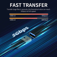 Cable de Extensión USB 3.0 de Alta Velocidad con Trenzado de Aluminio, Macho a Hembra, OEM ODM, Cable de Carga y Sincronización de Datos para Accesorios Electrónicos