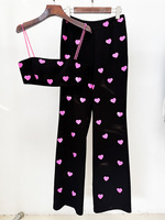 SS2375 Printemps-Été Nouvelle Collection Femme Grande Taille Ensemble Pantalon Cœur pour Femme Ensemble Deux Pièces Doux
