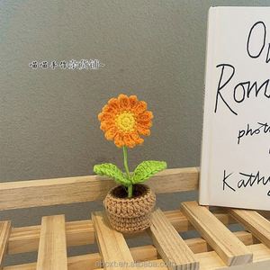 Flores Tejidas en Maceta, Girasol, Tulipán, Rosa, Margarita, Flores de Ganchillo Hechas a Mano - Product Image 6