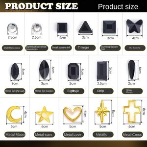 Flashy panas bergaya Gadis datar hitam kaca kristal gigi permata Kit trendi seni gigi berlian dekorasi perhiasan setelan - Product Image 4