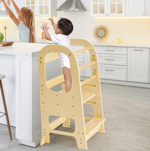 Altezza regolabile in legno per bambini torre di aiuto cucina naturale sgabello di apprendimento educativo <span class=keywords><strong>con</strong></span> guide di sicurezza decorazioni per la casa - Product Image 3