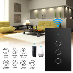 Interrupteur mural intelligent WIFI UOULYN US 10A 3 gangues pour la <span class=keywords><strong>maison</strong></span>, panneau en verre 120*75mm, prend en charge la connexion Bluetooth et Wifi - Product Image 2