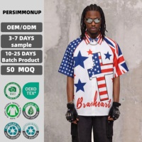 Chemise à manches courtes pour hommes avec imprimé drapeau américain et britannique, motif croix et étoile, streetwear, tenue décontractée d'été, look haut de gamme