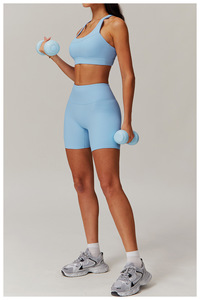 Gran oferta, traje de Yoga acanalado de 5 piezas para mujer, conjunto de Yoga deportivo de manga larga para correr al aire libre, conjuntos de chándal deportivo para gimnasio - Product Image 4