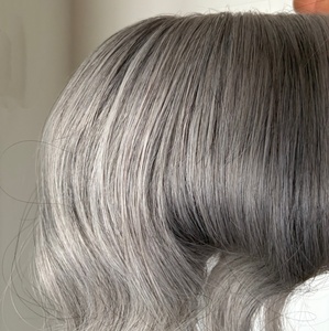 Topper capillaire léger et respirant 100% 120% pour la perte de <span class=keywords><strong>cheveux</strong></span>, avec base mono 4x6, pour usage quotidien, couleur <span class=keywords><strong>gris</strong></span> poivre et sel - Product Image 2