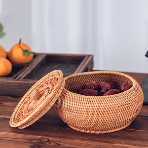 Handmade Cotton <b>Rope</b> Eco-Friendly Multifunction Storage <b>Basket</b> Rattan Storage <b>Basket</b> Perforated Lid for Living Room Decoration - Product Image 4