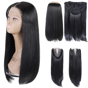 Peluca de encaje frontal de fibra sintética resistente al calor <span class=keywords><strong>con</strong></span> línea de cabello natural, base de encaje sin pegamento, cierre extraíble, cabello liso HD largo - Product Image 1