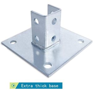 Base de montaje cuadrada MISA de 6x6 pulgadas para poste de soporte sin aleación, con imprimación y granallado, para canal de 1-5/8 pulgadas - Product Image 5