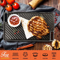 Non-Stick keluarga panci panggangan peralatan masak persegi panjang ganda wajan datar piring atas untuk BBQ