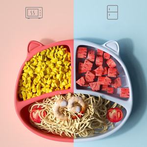 Cat Shaped Silicone Baby Suction Plate Divided Toddler Feeding Plate With Straw Spoon Fork - Product Image 5