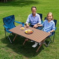 Table de camping pliante, haute résistance, en métal rustique, portable, table de pique-nique 4 places pour barbecue en plein air, plage, mobilier d'extérieur