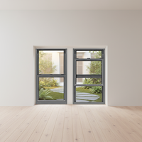 Fenêtre coulissante verticale de style américain, de haute qualité, personnalisée, avec cadre en alliage d'aluminium moderne, rail inférieur suspendu, en acier inoxydable résistant à la chaleur