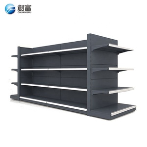 Supermarket Double-Sided Heavy-Duty &amp; Light-Duty <strong>Metal</strong> Display <strong>Shelves</strong> with Customizable Sizes and Quick Installation - Product Image 1