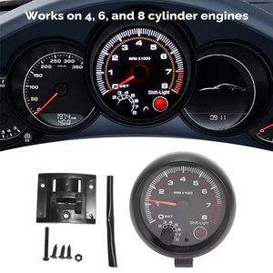 Tacómetro universal retroiluminado con LED blanco de 3,75 pulgadas y 12V, 4, 6, 8 cilindros con luz roja para coche de <span class=keywords><strong>gasolina</strong></span> de cambio, 0-8000 RPM - Product Image 5