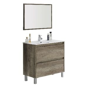 Mueble de Baño Dakota/Drake 80x80x45cm con 2 Cajones Estilo Nórdico Rústico - Para Ensamblar con Lavabo de Cerámica - Product Image 1