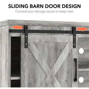 Rustic Gray <b>Sliding</b> <b>Barn</b> <b>Door</b> TV Stand 65 Inch 15.7D X 59W X 27.6H - Product Image 2