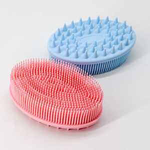 Vente en gros d'épurateur de bain exfoliant <span class=keywords><strong>Massage</strong></span> de la peau tampon corporel sec épurateur corporel en silicone de qualité supérieure avec poignée pour douche - Product Image 2