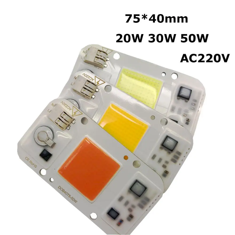 Chip COB LED AC 7540 AC220 V 20W 30W 50W, Tidak Perlu Driver untuk Chip Tumbuh Cahaya DIY Spektrum Penuh 280 Nm Tanaman Bunga Bibit