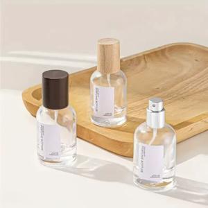 Flacon de parfum portable haut de gamme 30 ml, flacon pulvérisateur en verre de laboratoire rechargeable vide avec bouchon en noyer - Product Image 2