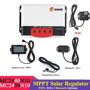 SRNE 50A 12V/24V MPPT太阳能充电控制器，用于带无线蓝牙高质量的太阳能家用系统电池充电器控制器 - Product Image 2