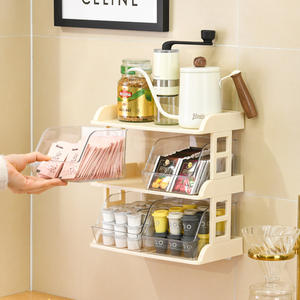 ชั้นวางของหลายชั้น 3 ชั้นโปร่งใสสำหรับจัดระเบียบบนโต๊ะสำหรับเมล็ดกาแฟเครื่องปรุงเคาน์เตอร์ครัวประหยัดพื้นที่ - Product Image 4