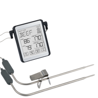 Thermomètre de cuisine avec deux sondes SUS304, support magnétique et trou de suspension, alimenté par 2 piles AAA ° C/ ° Commutable