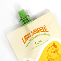 Pochette alimentaire avec bec verseur et bouchon torsadé, sac compressible imprimé sur mesure pour friandises léchables pour chats et chiens, purée, liquide, emballage d'aliments pour animaux de compagnie