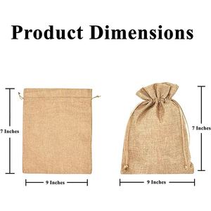 Sacs à dragées en toile de jute et lin avec cordon de serrage pour mariage et fête - Product Image 4