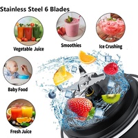 Mixeur Portable 6 Lames Boîtier ABS Mélange Acier Inoxydable USB/Batterie Shakes Smoothies Lait Utilisation Extérieur Hôtel Bouton Poussoir Chauffant
