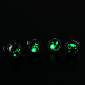 สไตล์ท้องฟ้าเต็มไปด้วยดวงดาว ราศีต่างๆ เรืองแสงในที่มืด ต่างหูแบบหนีบ สแตนเลส ดีไซน์ทรงเรขาคณิต ของขวัญสำหรับผู้ชาย - Product Image 3