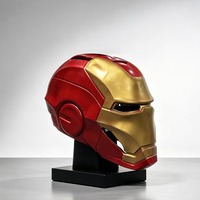 Casque de super-héros rouge et or pour adulte avec yeux LED, masque de cosplay en EVA portable pour fête d'Halloween