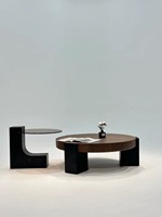 Ensemble de meubles de salon au design minimaliste moderne, table basse en verre personnalisée avec socle en bois en acier inoxydable pour la maison et le bureau