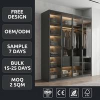 Armoire avec porte en verre et cadre en MDF, éclairage LED |   Armoire de rangement moderne sur mesure pour chambre à coucher |   Meubles écologiques pour la maison, appartement, hôtel