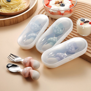 Utensilios de acero inoxidable 304 de dibujos animados para niños pequeños, cucharas de entrenamiento de alimentación, tenedores, cubiertos para niños, juegos de cubiertos para niños - Product Image 4