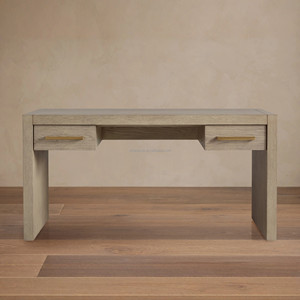 Charcoal Black Oak Executive <strong>Desk</strong> 2-Drawer Modern Home Office Study Table Sovereign Architectural Writing <strong>Desk</strong> with BrassHandles - Product Image 2