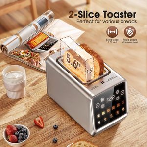 <span class=keywords><strong>Tostadora</strong></span> Teendow de 2 Rebanadas de Acero Inoxidable con Control Táctil, 900W, Calentamiento Rápido, Descongelación, para Rebanadas Gruesas, Bagels y <span class=keywords><strong>Pan</strong></span> - Product Image 4