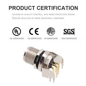 M8 Right Angled trở lại gắn kết ổ cắm 3 4 5 6 8 pins căn cứ loại nam nữ kim loại nối vít M8 ổ cắm - Product Image 5