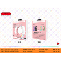 Casque Jackkay ME-21 Casque sans fil Macaron Casque de jeu avec carte TF Oreille d'ours Casque pour enfants