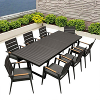 Ensemble de mobilier de patio moderne, ensemble de salle à manger en métal et aluminium extensible pour l'extérieur, table à manger et 8 chaises pour restaurant
