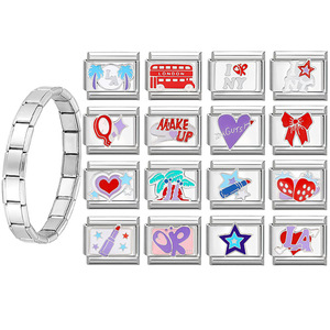 Juego de Pulseras de Metal Creativas con Temas de Viaje y Maquillaje para Hacer Joyería DIY Unisex - Product Image 1