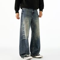 Nouveaux Jeans Tie-Dye Effet Vieilli et Fluide pour Hommes - Pantalons Longs Vintage de Haute Qualité, Coupe Ample, Délavés à l'Eau, Style Queue de Chat, Jambes Larges