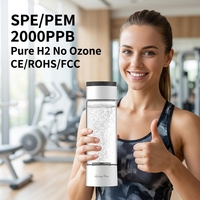 Générateur d'eau hydrogénée avancé 420 ml, technologie SPE PEM, 2000 PPB, haute concentration, ioniseur d'eau hydrogénée portable, gobelet H2