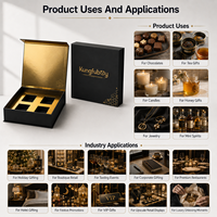 Boîte cadeau magnétique noire et or de luxe avec insert personnalisé pour chocolats, thé, bougies, miel et bijoux