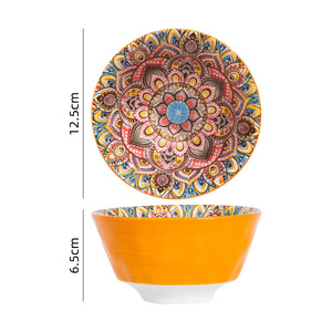 Vajilla de Cerámica Estilo Bohemio, Platos Nórdicos Retro, Plato y Tazón de Cerámica Esmaltada de Lujo Ligero para el Hogar - Product Image 6